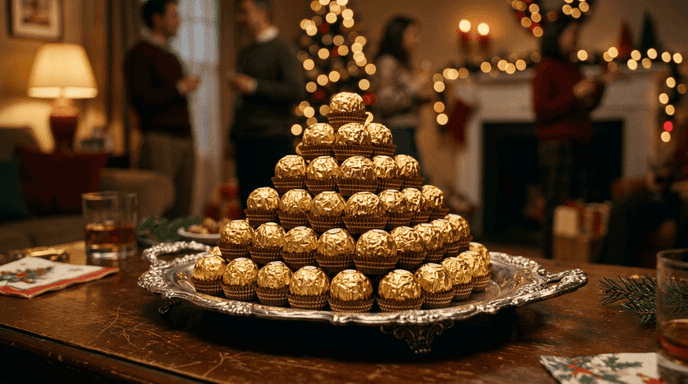 Ferrero Rocher Chocolates Stacked in a Pyramid